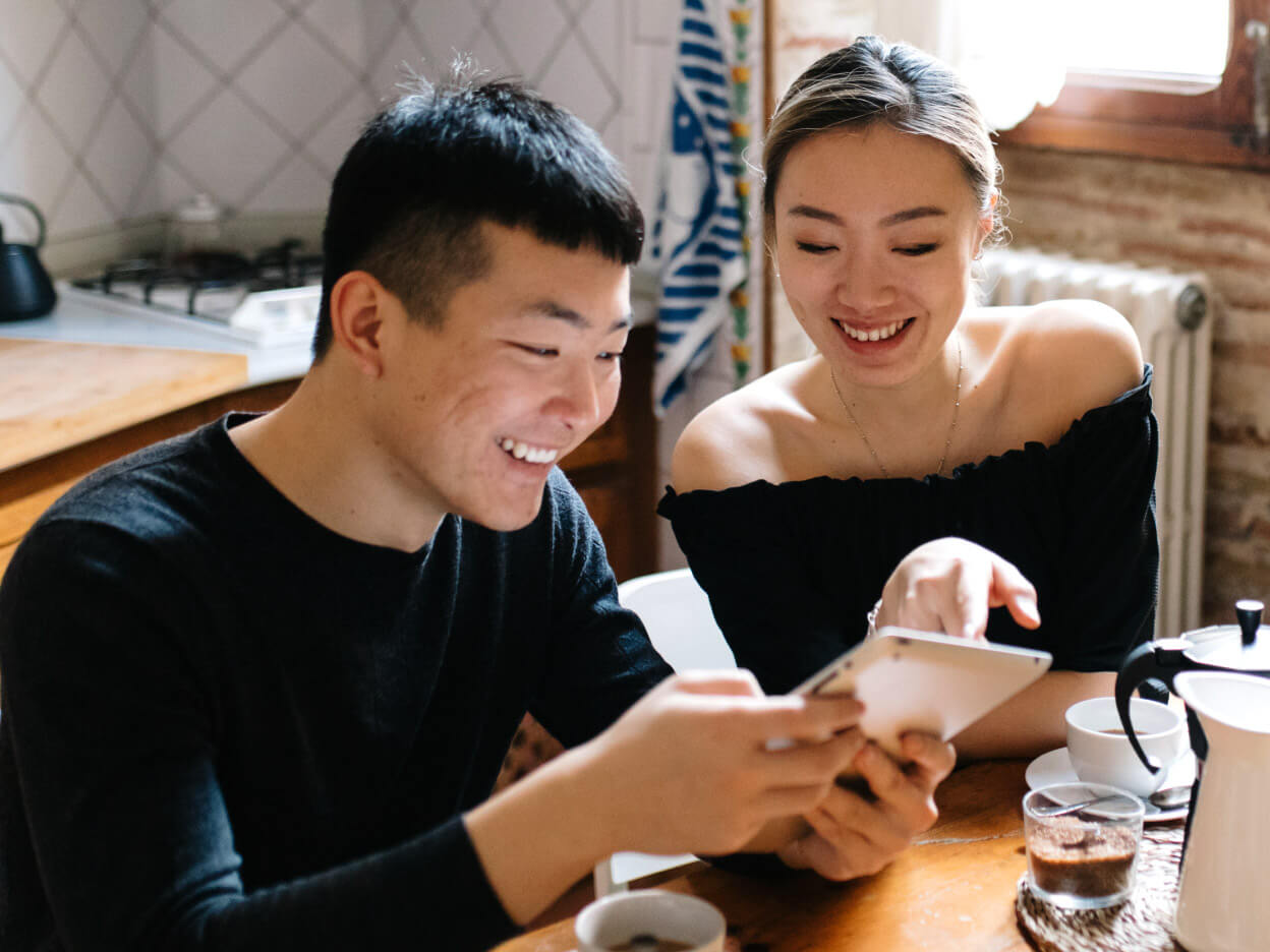 Couple laughing